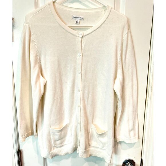Croft & Barrow Ivory Lightweight Cardigan Sweater - Size Large - Picture 1 of 3